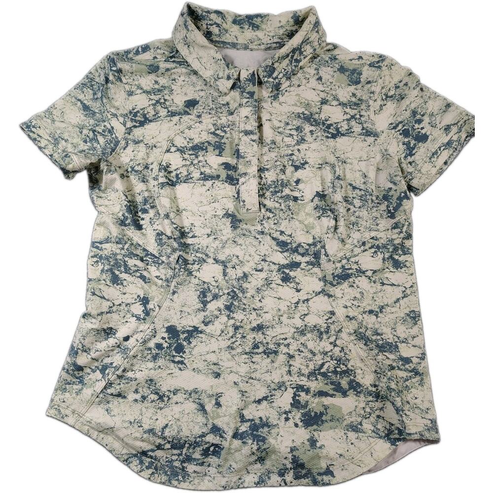 Lululemon Quick-Dry Short Sleeve Polo Shirt Womens 6 Night Sea Stretch Golf EUC
